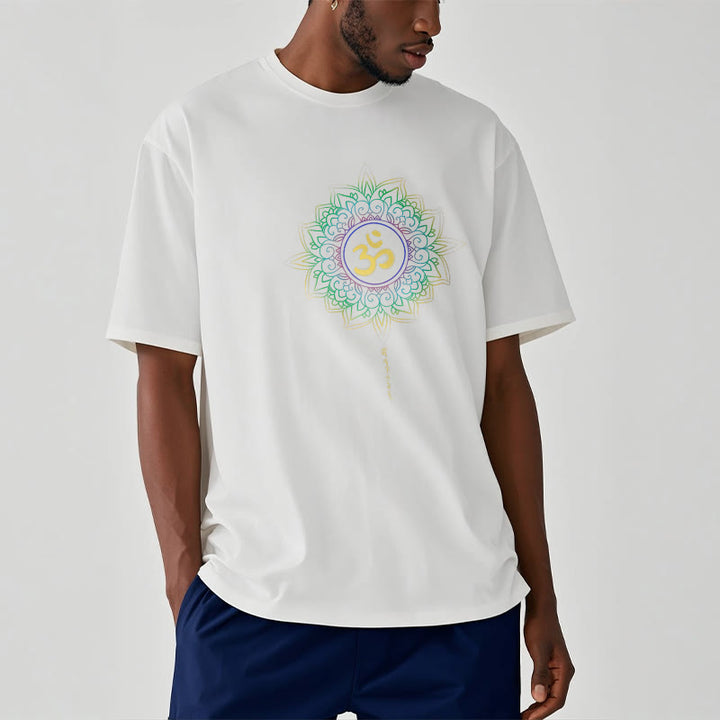 Buddha Stones OM Gelb Grün Farbverlauf Lotus Baumwolle T-Shirt - image 12