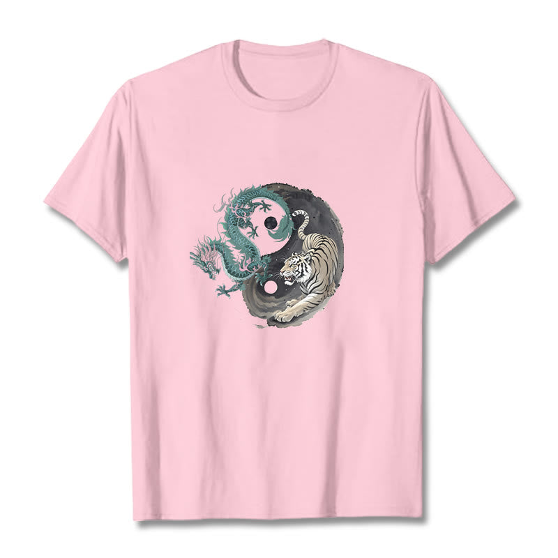 Buddha Stones ​​Tiger Drache Yin Yang Baumwolle T-Shirt - Hellrosa - 2XL - image 18