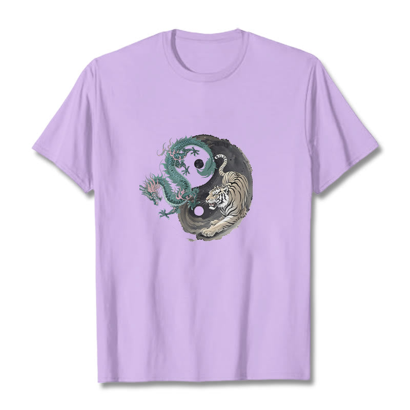Buddha Stones ​​Tiger Drache Yin Yang Baumwolle T-Shirt - Pflaume - 2XL - image 16