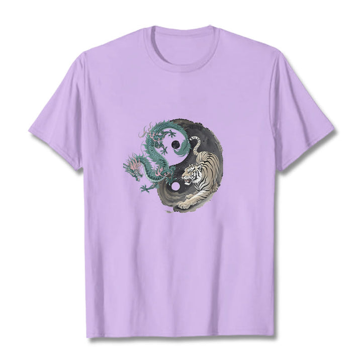 Buddha Stones ​​Tiger Drache Yin Yang Baumwolle T-Shirt - Pflaume - 2XL - image 16