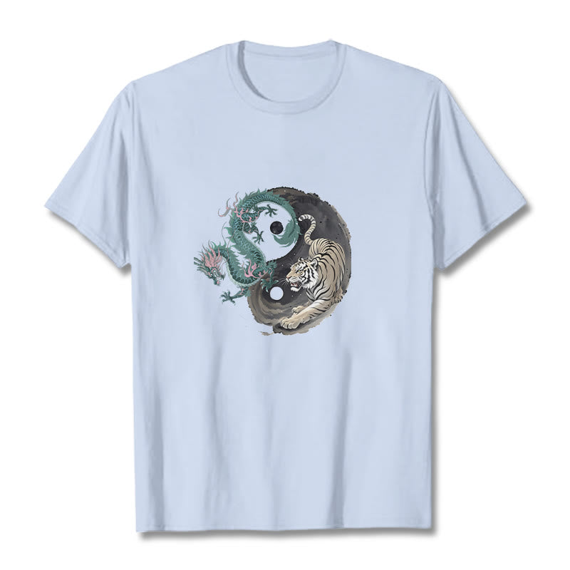 Buddha Stones Tiger Drache Yin Yang Baumwolle T-Shirt