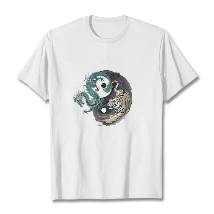 Buddha Stones ​​Tiger Drache Yin Yang Baumwolle T-Shirt - Weiß - 2XL - image 11