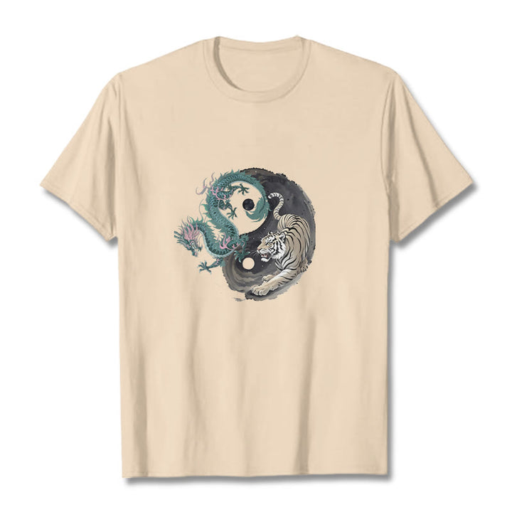 Buddha Stones Tiger Drache Yin Yang Baumwolle T-Shirt