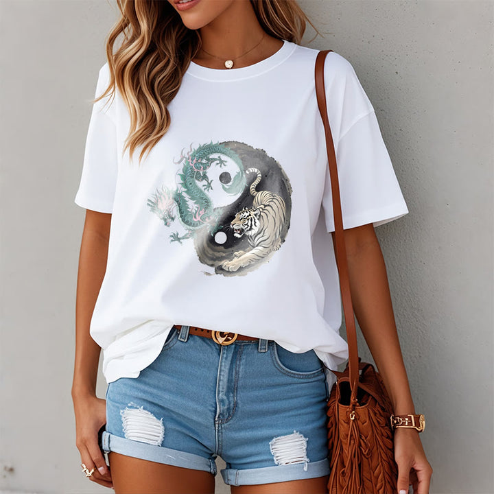 Buddha Stones ​​Tiger Drache Yin Yang Baumwolle T-Shirt - image 13