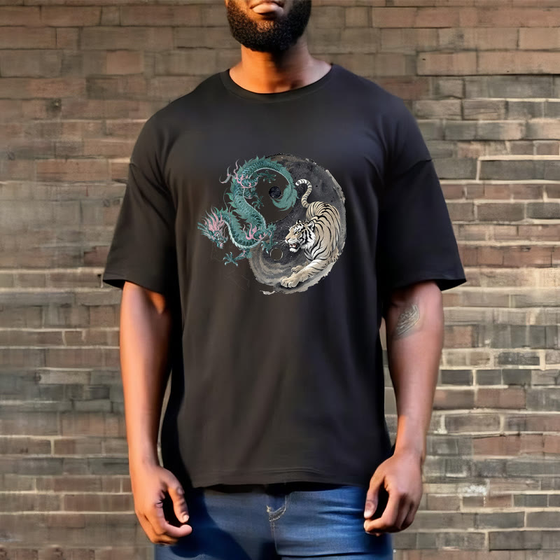 Buddha Stones ​​Tiger Drache Yin Yang Baumwolle T-Shirt - image 7