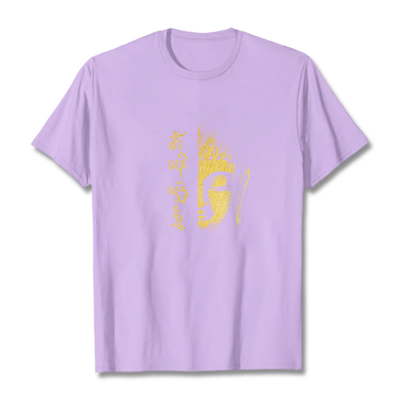 Buddha Stones Om Mani Padme Hum Golden Buddha Cotton Tee T-Shirt - Pflaume - 2XL - image 16