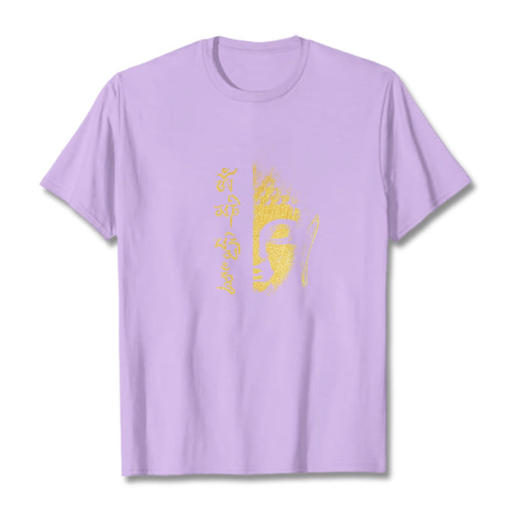 Buddha Stones Om Mani Padme Hum Golden Buddha Cotton Tee T-Shirt - Pflaume - 2XL - image 16
