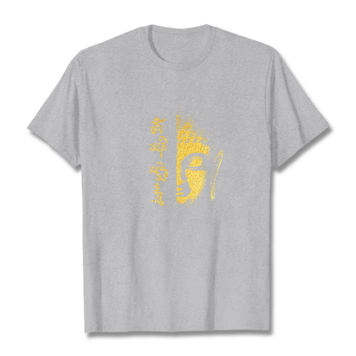 Buddha Stones Om Mani Padme Hum Golden Buddha Cotton Tee T-Shirt - Hellgrau - 2XL - image 17