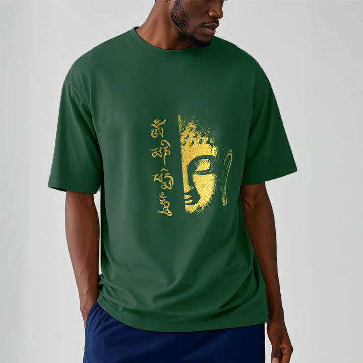 Buddha Stones Om Mani Padme Hum Golden Buddha Cotton Tee T-Shirt - image 6