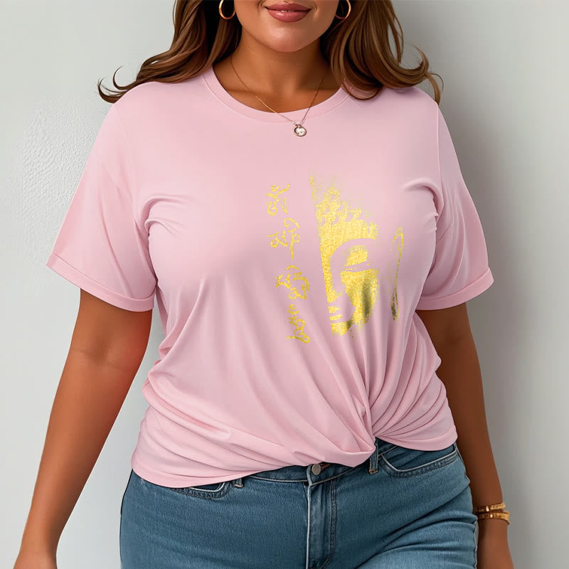 Buddha Stones Om Mani Padme Hum Golden Buddha Cotton Tee T-Shirt - image 19