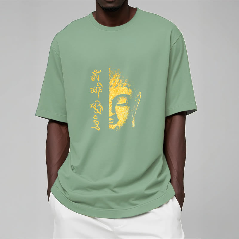 Buddha Stones Om Mani Padme Hum Golden Buddha Cotton Tee T-Shirt - image 15