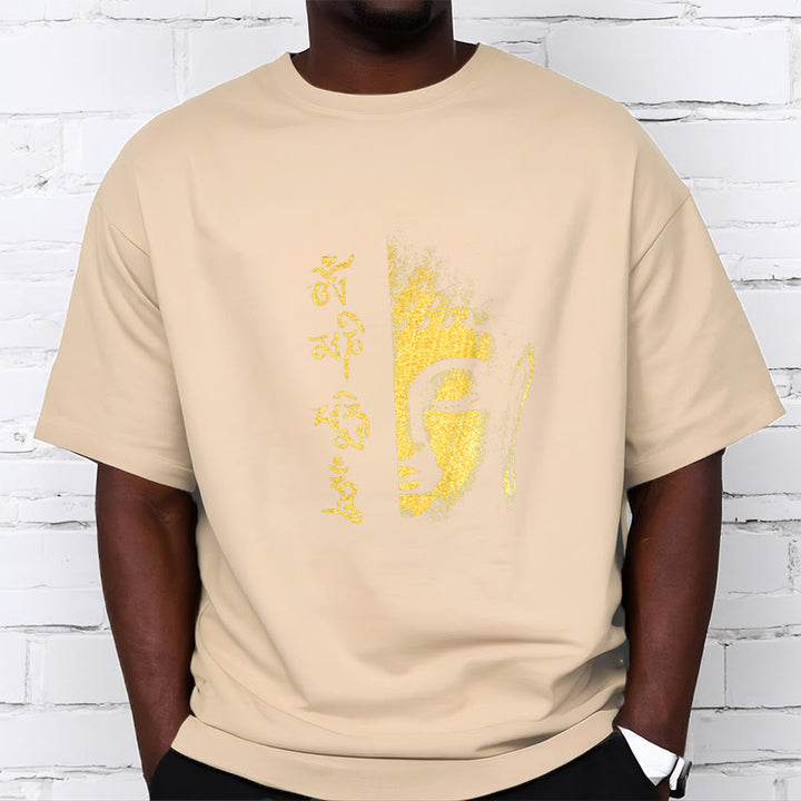 Buddha Stones Om Mani Padme Hum Golden Buddha Cotton Tee T-Shirt - image 10