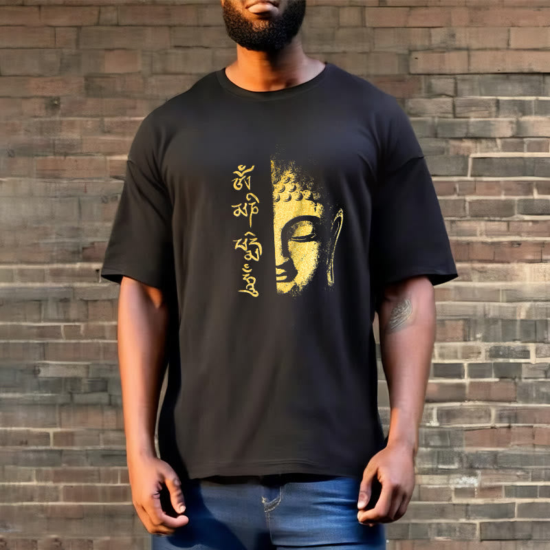 Buddha Stones Om Mani Padme Hum Golden Buddha Cotton Tee T-Shirt - image 3