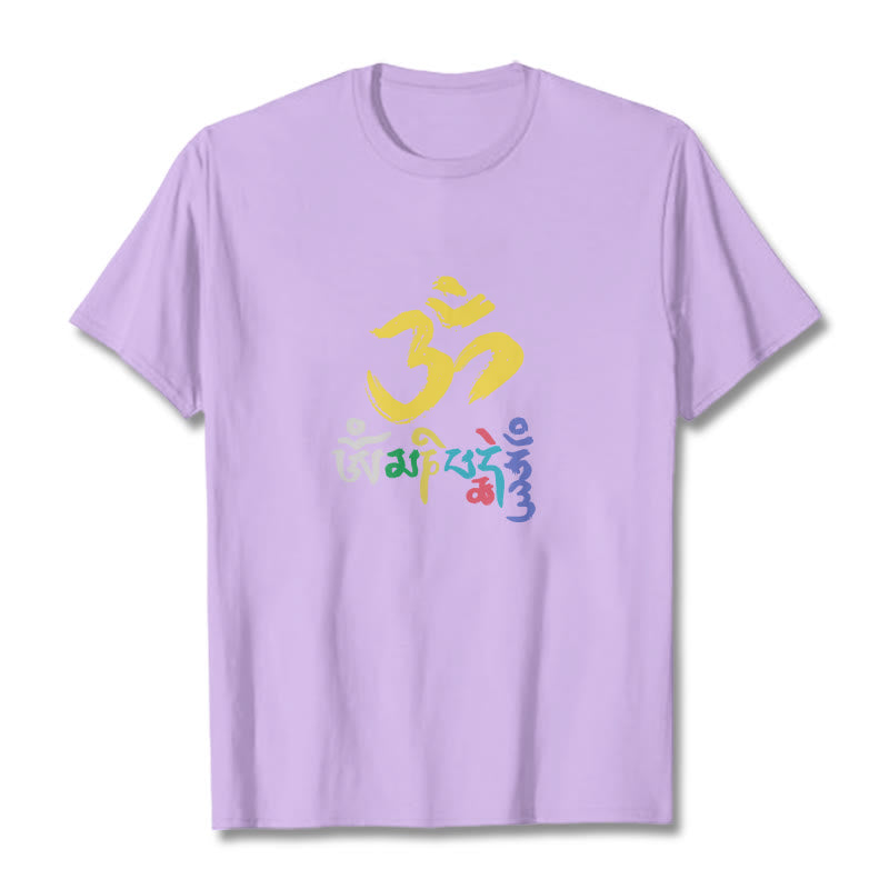Buddha Stones ​​Bunte Om Mani Padme Hum Baumwolle T-shirt - Pflaume - 2XL - image 16