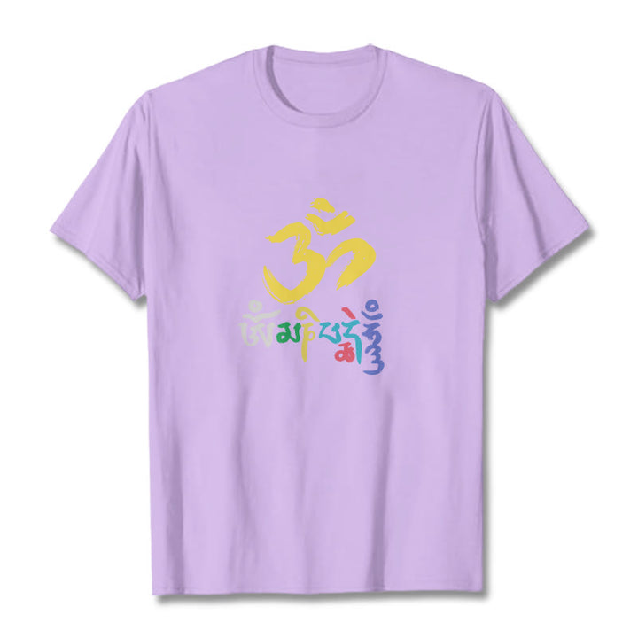 Buddha Stones ​​Bunte Om Mani Padme Hum Baumwolle T-shirt - Pflaume - 2XL - image 16