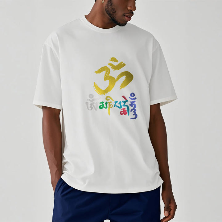 Buddha Stones ​​Bunte Om Mani Padme Hum Baumwolle T-shirt - image 13