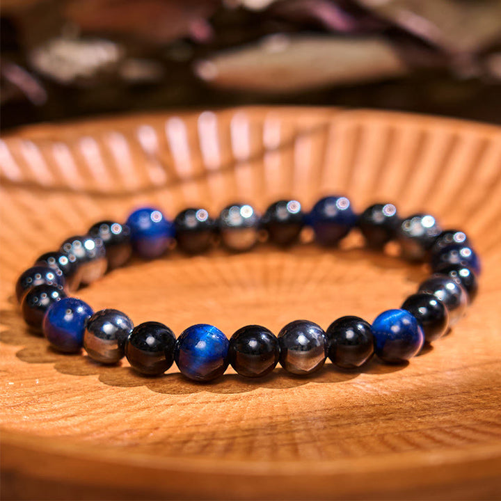 Buddha-Stein Verschiedene Kristalle Malachit Lazurit Hemimorphit Ruhe Armband - Lapislazuli, Tigerauge, Obsidian, Hämatit (Handgelenkumfang: 14-18 cm) - image 75