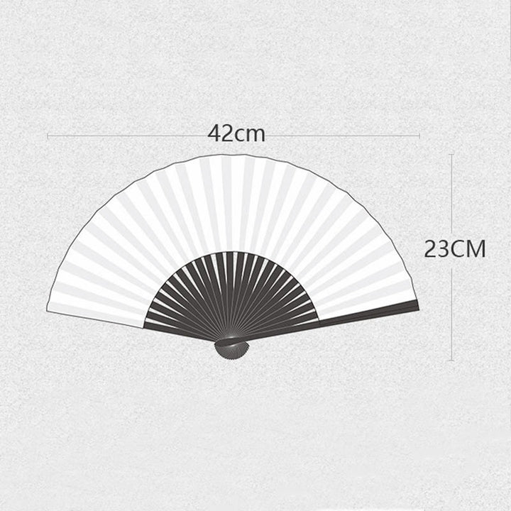 Handlicher Faltfächer aus Maulbeerseide und Bambus mit Buddha Stones in Volltonfarbe und Libellen-Quaste