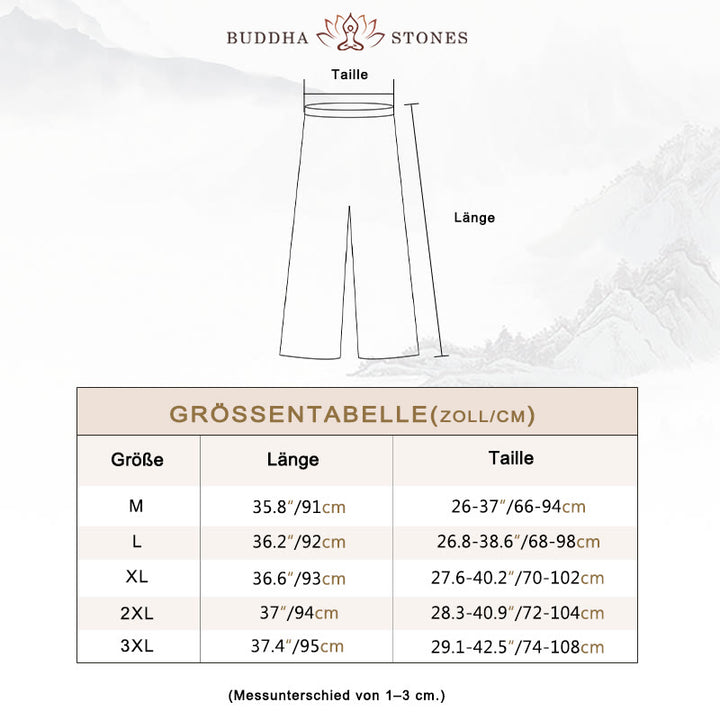 Buddha Stones 2-teiliges Set mit Dreiviertelärmeln, Langarmhemd und Hose mit weitem Bein, Meditationskleidung aus Baumwolle und Leinen für Damen