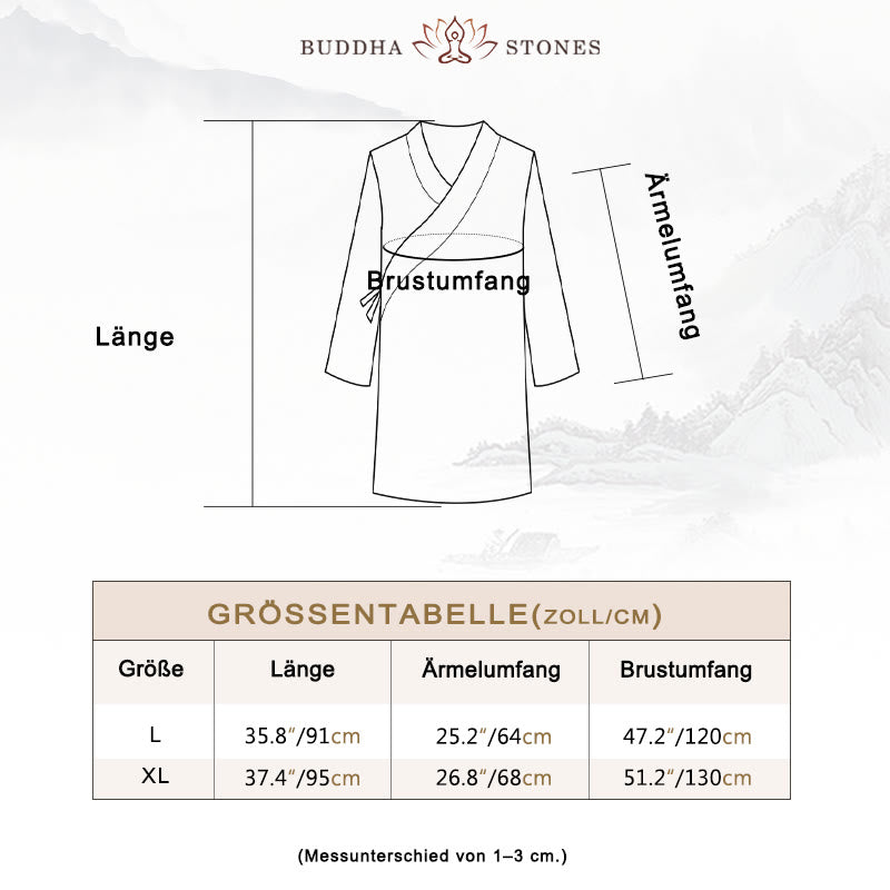 Buddha Stones 2 Stück V-Ausschnitt Herren Langarmhemd Oberteil Hose Meditations- Zen- Tai Chi Baumwoll-Leinen Kleidung Set - image 6