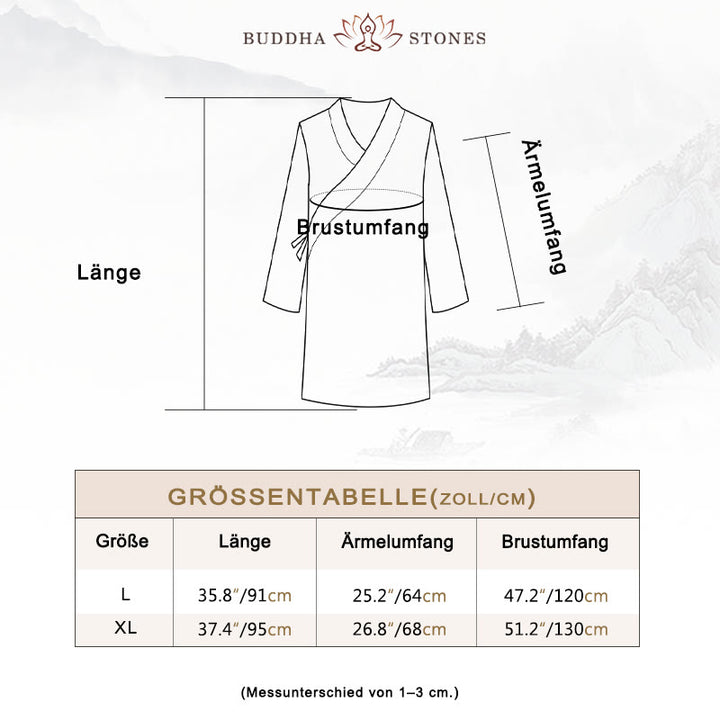 Buddha Stones 2 Stück V-Ausschnitt Herren Langarmhemd Oberteil Hose Meditations- Zen- Tai Chi Baumwoll-Leinen Kleidung Set - image 6
