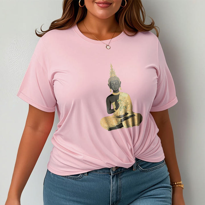 T-Shirt mit Buddha Stones und meditierendem Buddha-Muster aus Baumwolle - image 20