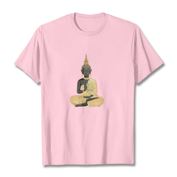 T-Shirt mit Buddha Stones und meditierendem Buddha-Muster aus Baumwolle - Hellrosa - 2XL - image 18