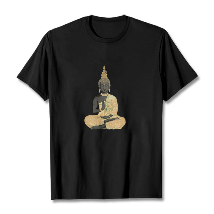 T-Shirt mit Buddha Stones und meditierendem Buddha-Muster aus Baumwolle - Schwarz - 2XL - image 10