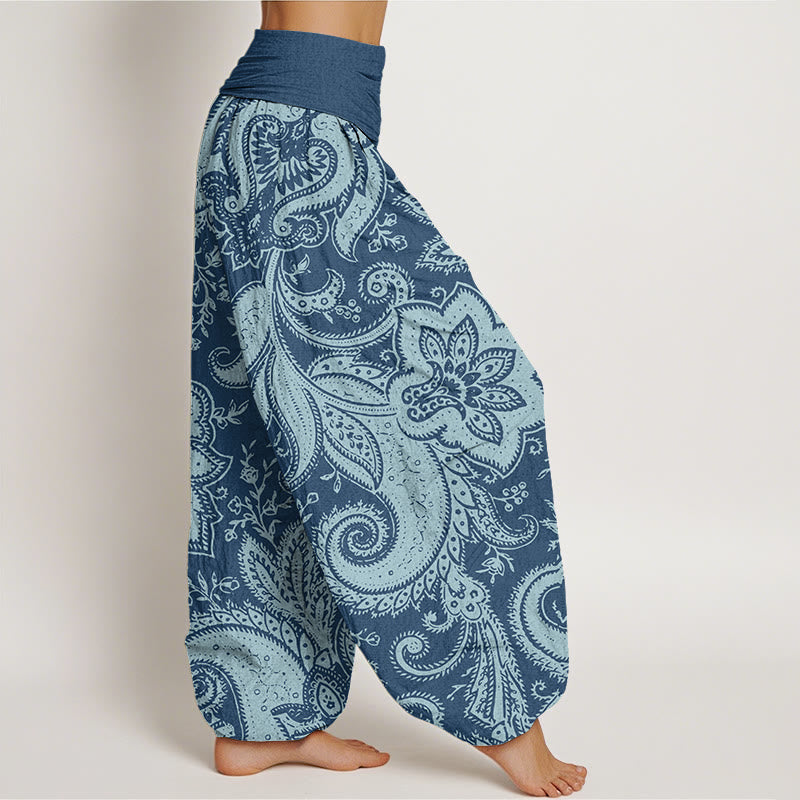 Haremshose mit Buddha Stones , Blumen, Paisley-Muster, elastische Taille für Damen - image 1