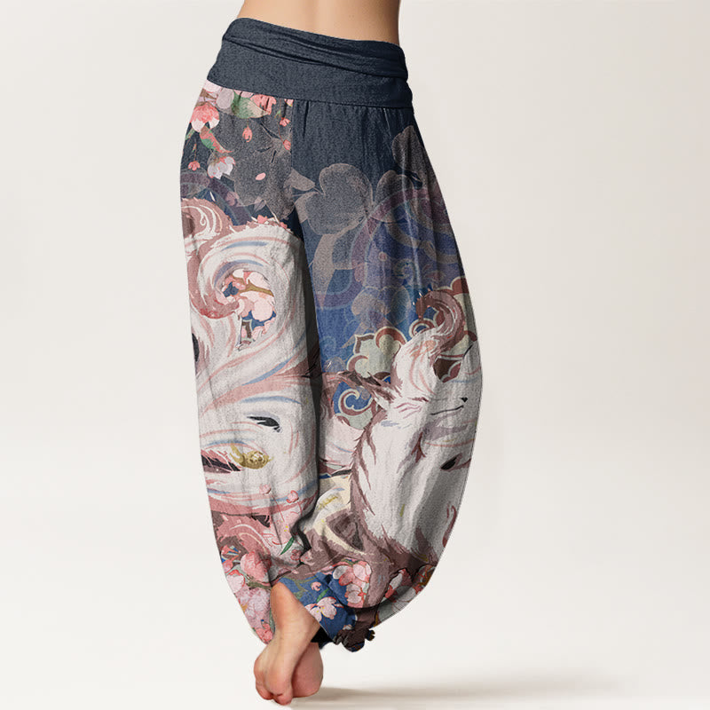Buddha Stones Fox Cherry Blossoms Haremshose für Damen mit elastischer Taille - image 2