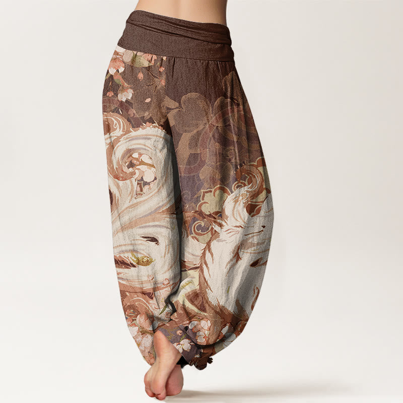 Buddha Stones Cotton Fox Cherry Blossoms Damen-Haremshose mit elastischem Bund - image 6