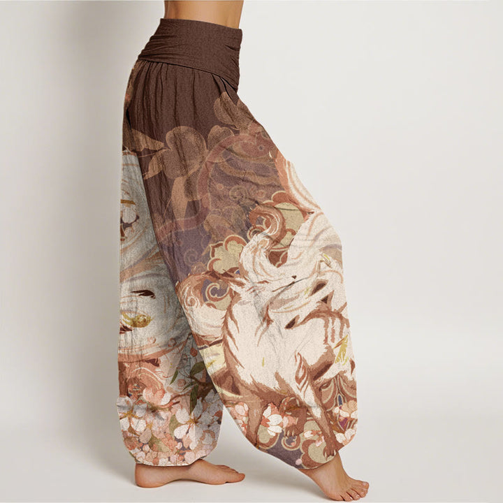 Buddha Stones Fox Cherry Blossoms Haremshose für Damen mit elastischer Taille - image 6