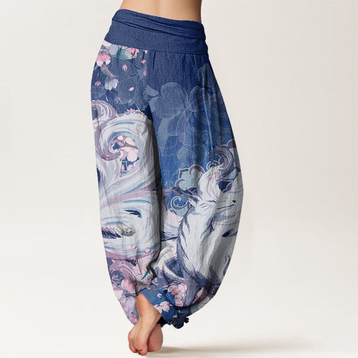 Buddha Stones Cotton Fox Cherry Blossoms Damen-Haremshose mit elastischem Bund - image 9