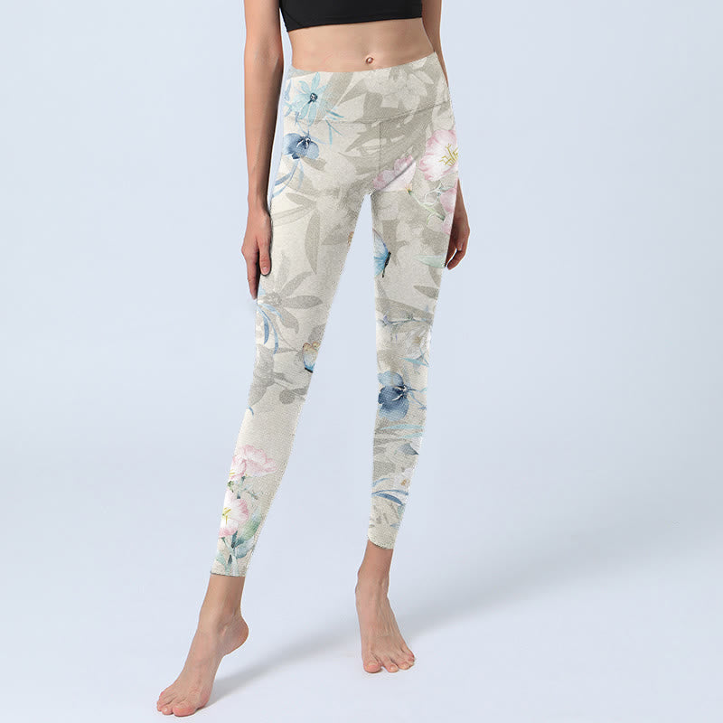 Buddha Stones Kirschblüten Schmetterlinge Print Gym Leggings Damen Yogahose - image 6