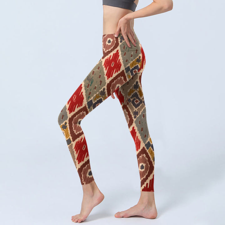 Buddha Stones Karomuster bedruckte Gym Leggings Damen Yogahose - image 3