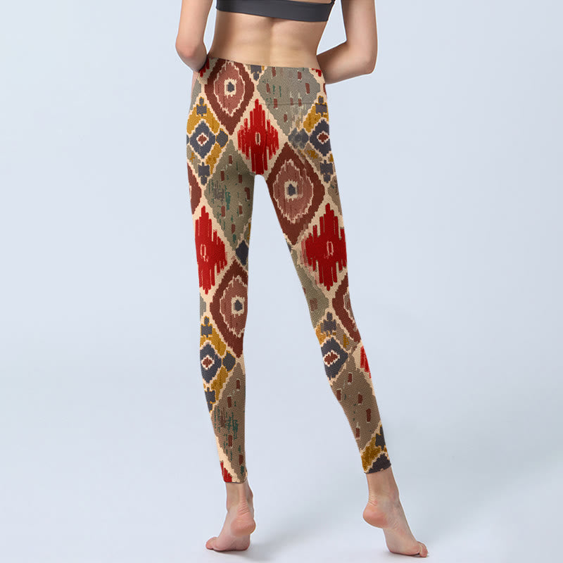 Buddha Stones Karomuster bedruckte Gym Leggings Damen Yogahose - image 7