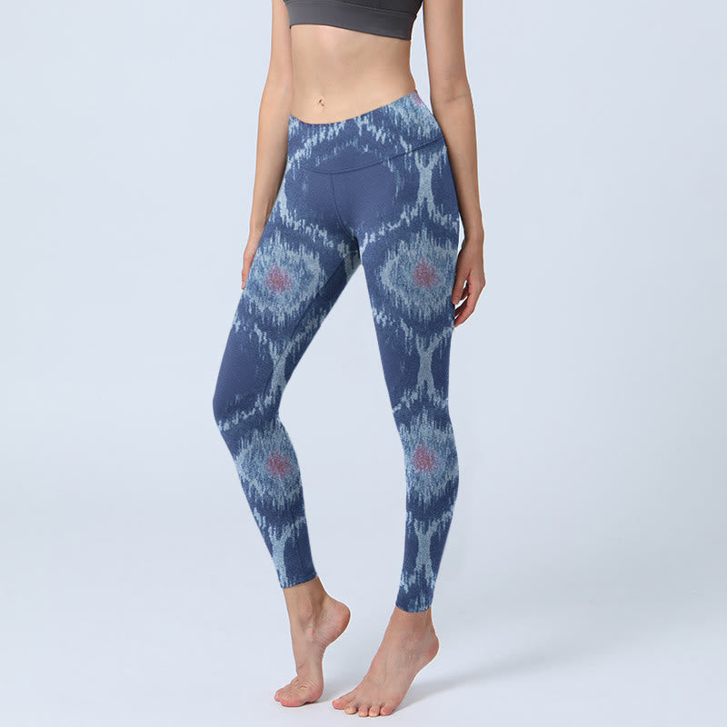 Buddha Stones Marineblau Weiß Design Gym Leggings Damen Yogahose - Marine - US18， UK/AU22，EU50 (4XL) - image 1