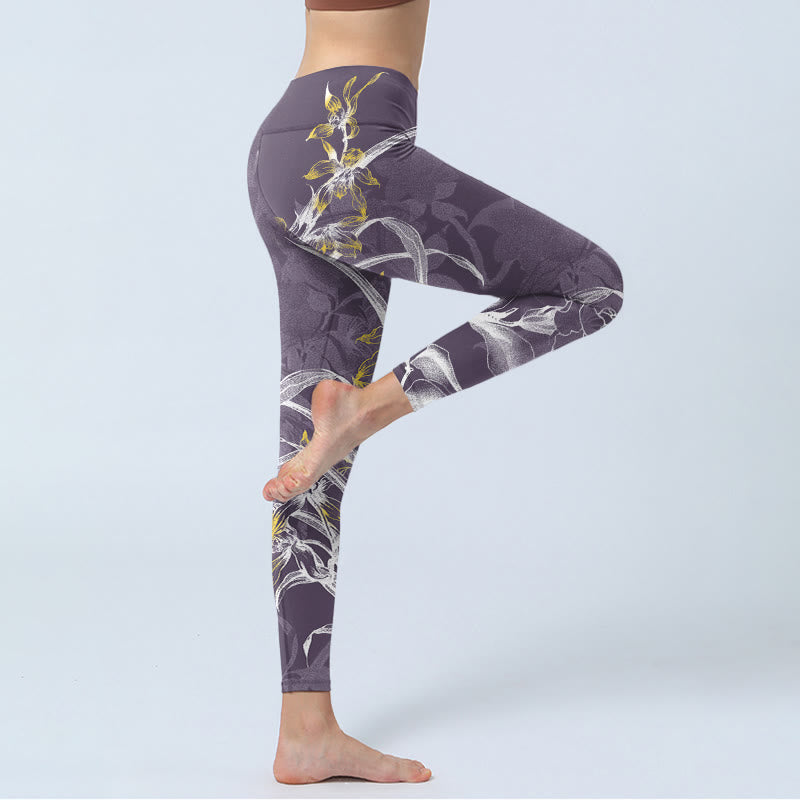 Buddha Stones ​​Orchidee Blume Rosen Gym Leggings frauen Yoga Hosen - image 4