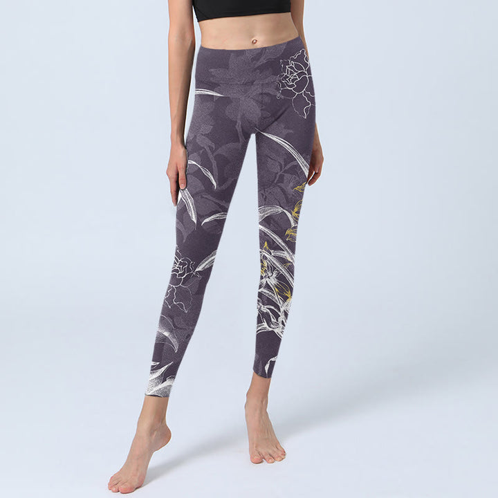 Buddha Stones ​​Orchidee Blume Rosen Gym Leggings frauen Yoga Hosen - image 6