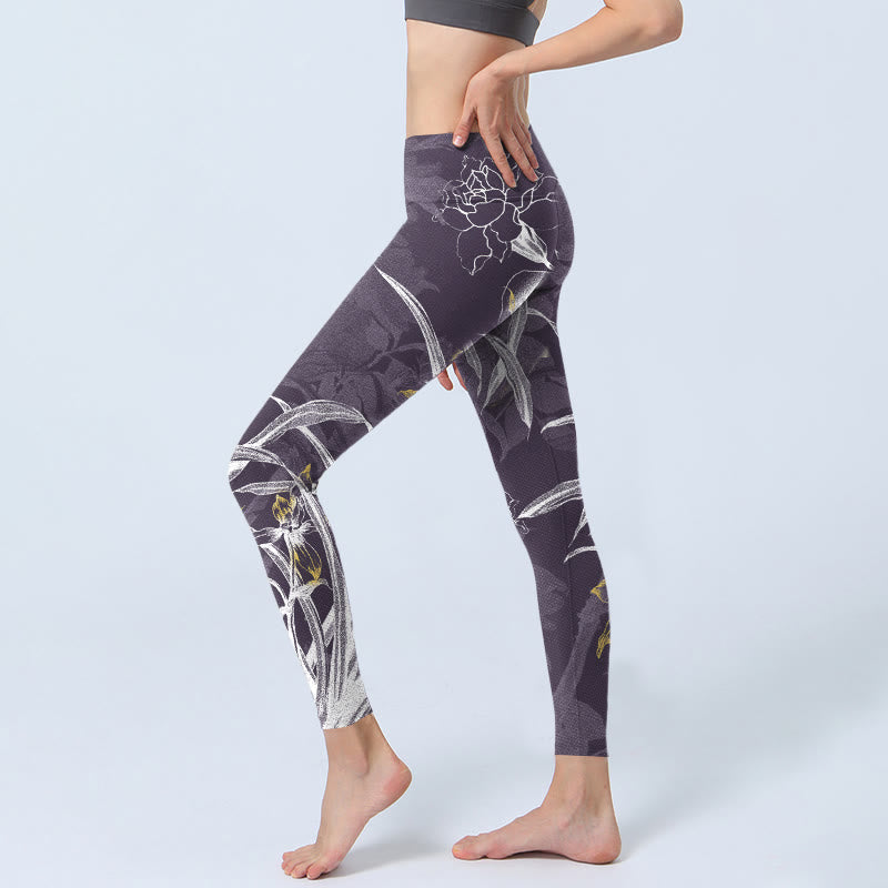 Buddha Stones ​​Orchidee Blume Rosen Gym Leggings frauen Yoga Hosen - image 3