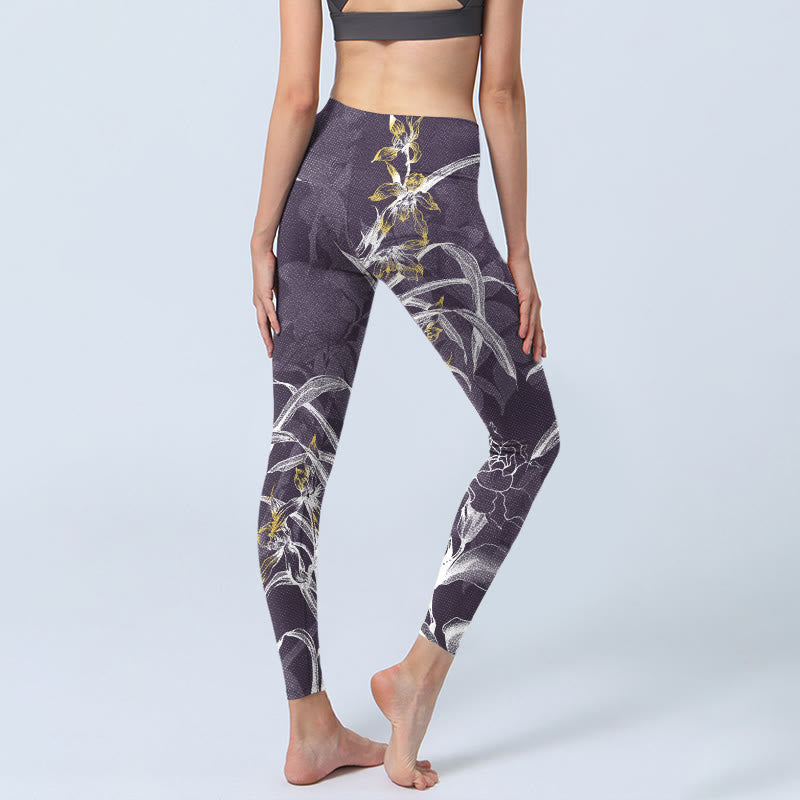 Buddha Stones ​​Orchidee Blume Rosen Gym Leggings frauen Yoga Hosen - image 4