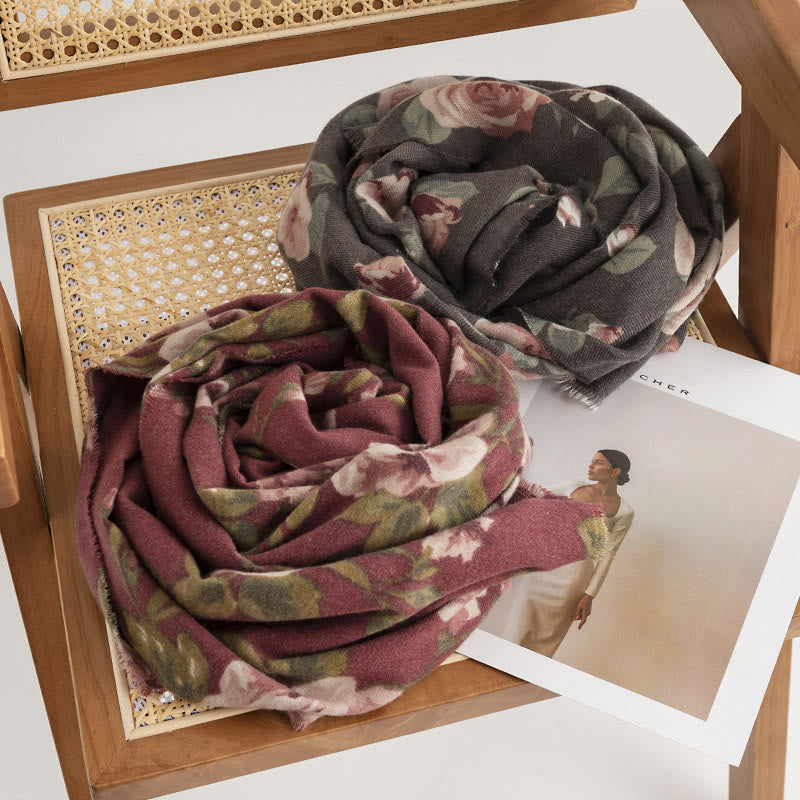 Buddha Stones ​​Tibetischer Schal Garten Rose Herbst Winter Gemütlicher Reiseschal Wickelschal - image 1