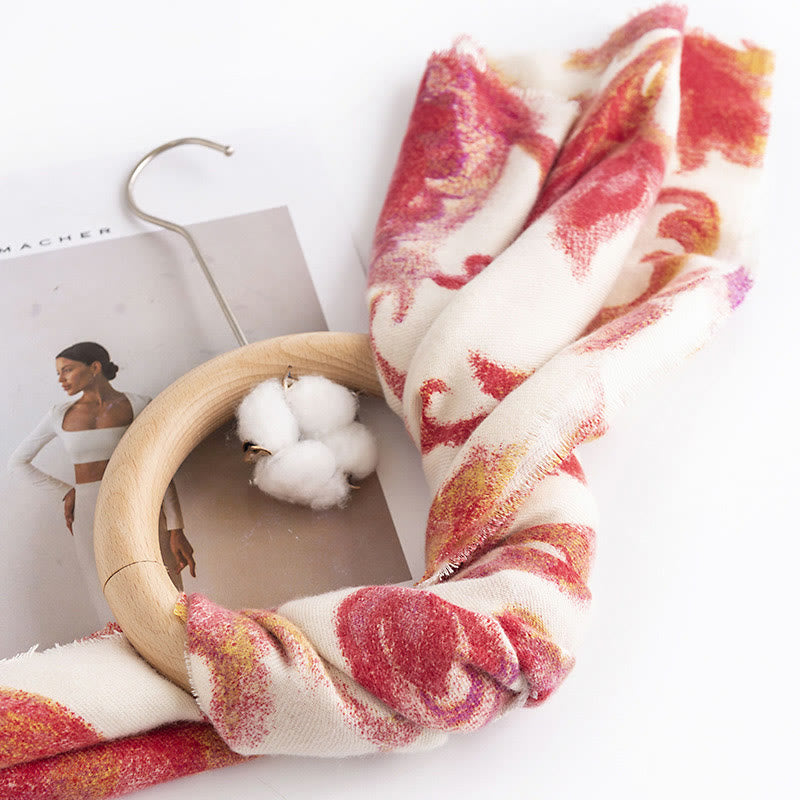 Buddha Stones, tibetischer roter Blumendruck, Schal, Herbst/Winter, weicher, warmer Schal, Wickeltuch - image 4