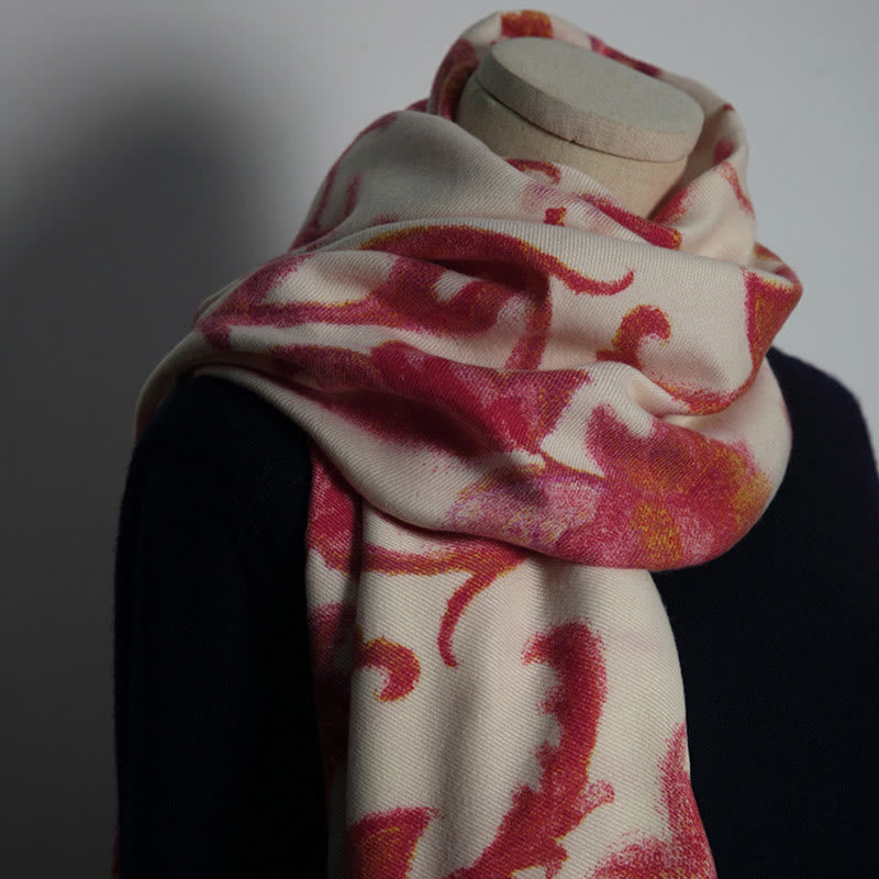 Buddha Stones, tibetischer roter Blumendruck, Schal, Herbst/Winter, weicher, warmer Schal, Wickeltuch - image 5