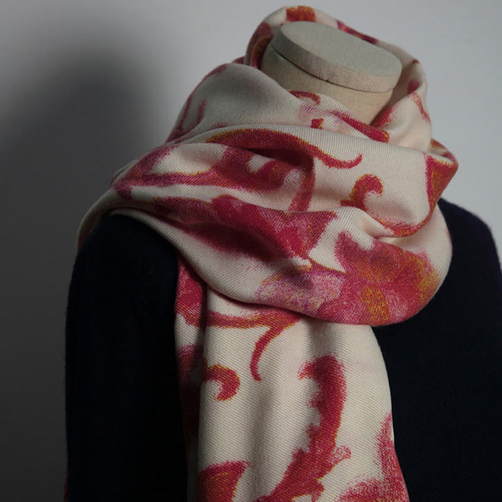 Buddha Stones, tibetischer roter Blumendruck, Schal, Herbst/Winter, weicher, warmer Schal, Wickeltuch - image 5