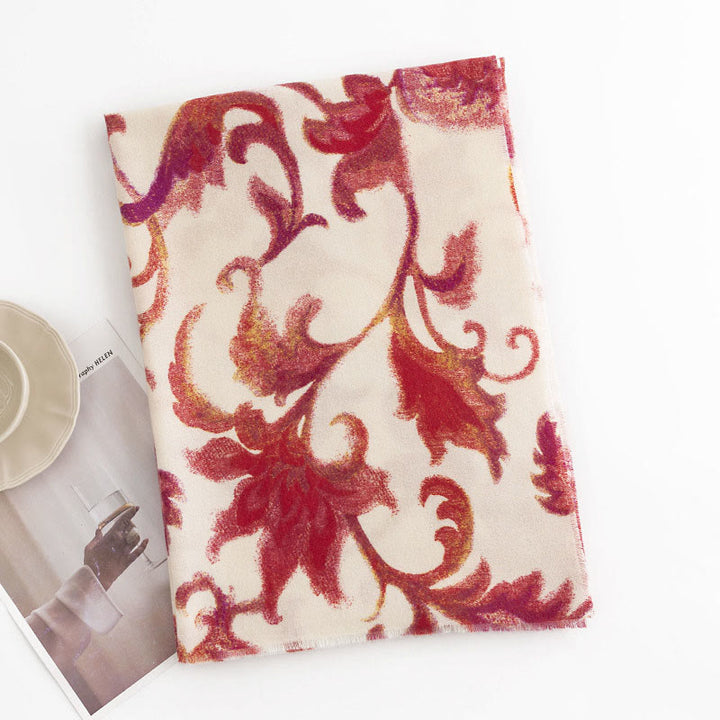 Buddha Stones, tibetischer roter Blumendruck, Schal, Herbst/Winter, weicher, warmer Schal, Wickeltuch - image 2