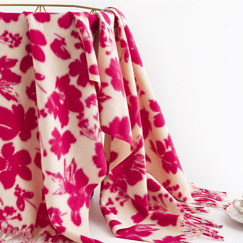 Buddha Stones, tibetische Rose, Blumenzweige, Druck, Quasten, Schal, Herbst/Winter, weicher, warmer Schal - image 4