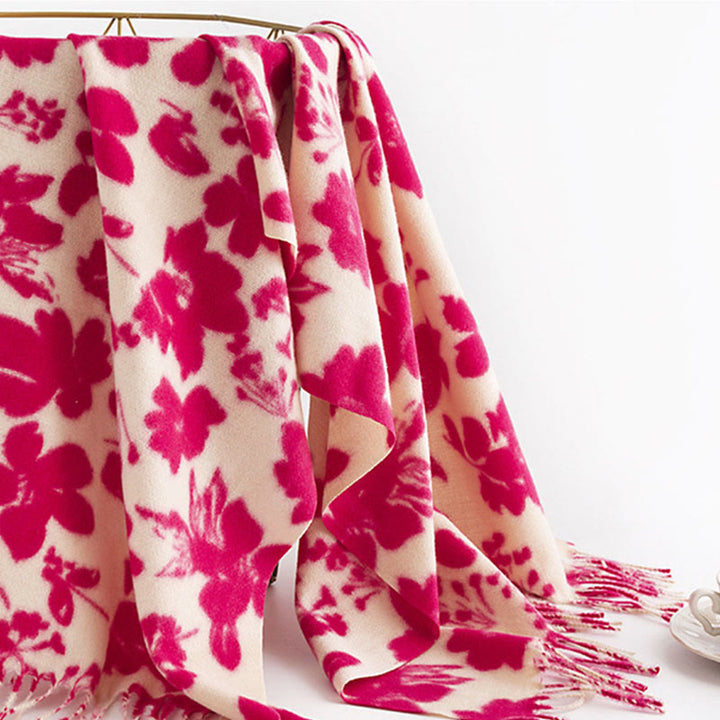 Buddha Stones, tibetische Rose, Blumenzweige, Druck, Quasten, Schal, Herbst/Winter, weicher, warmer Schal - image 4