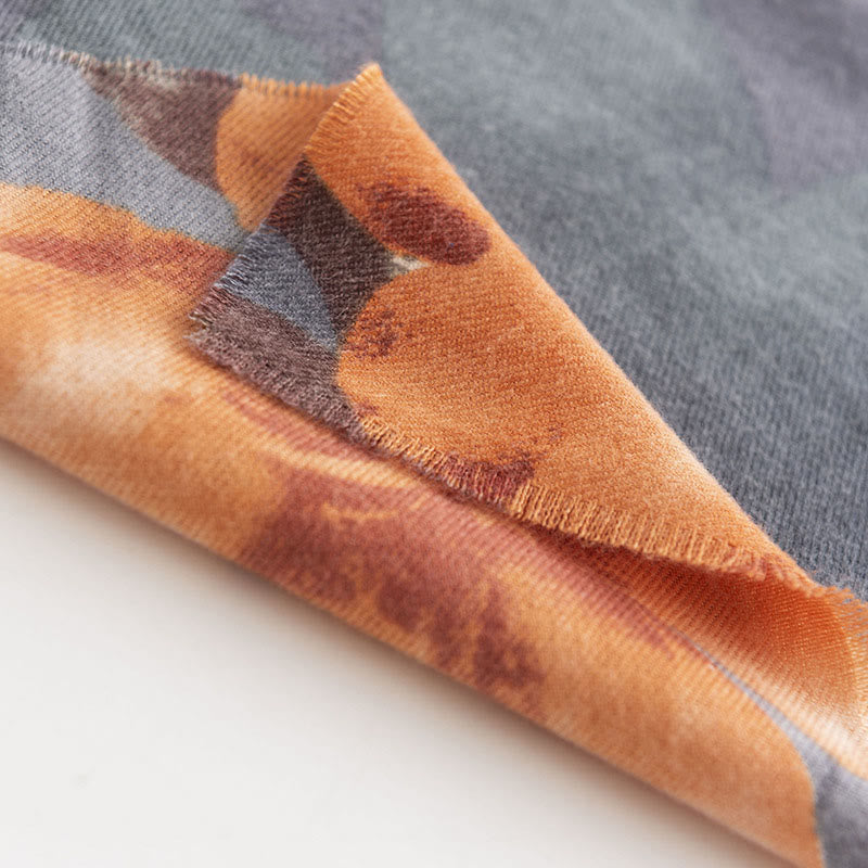 Buddha Stones ​​Tibetischer Schal Künstlerischer Stil Hibiskus Syriacus Print Herbst Winter Gemütlicher warmer Schal Wickelschal - image 8