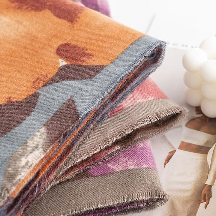 Buddha Stones ​​Tibetischer Schal Künstlerischer Stil Hibiskus Syriacus Print Herbst Winter Gemütlicher warmer Schal Wickelschal - image 21